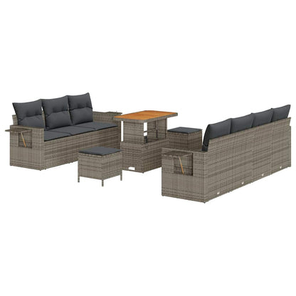 Set Divano da Giardino con cuscino 10 pcs Grigio | homemem39