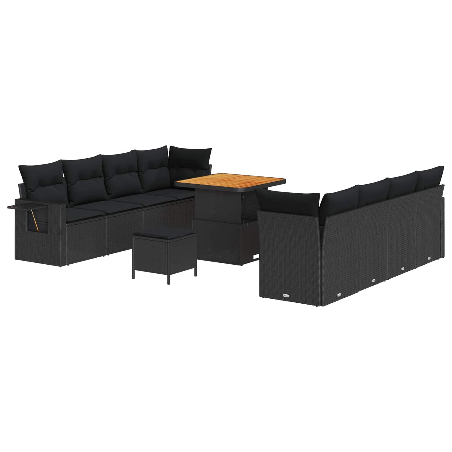 Set Divano da Giardino Nero polyrattan