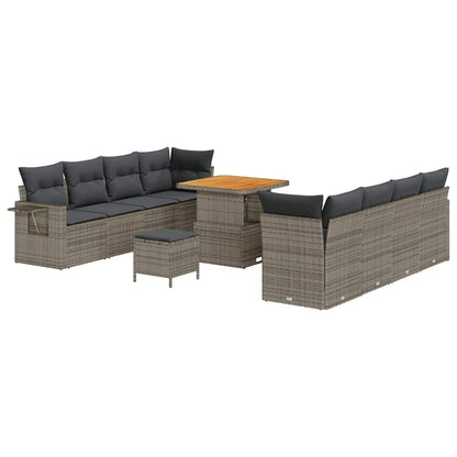 Set Divano da Giardino 11 pz 10-Numero di posti Grigio