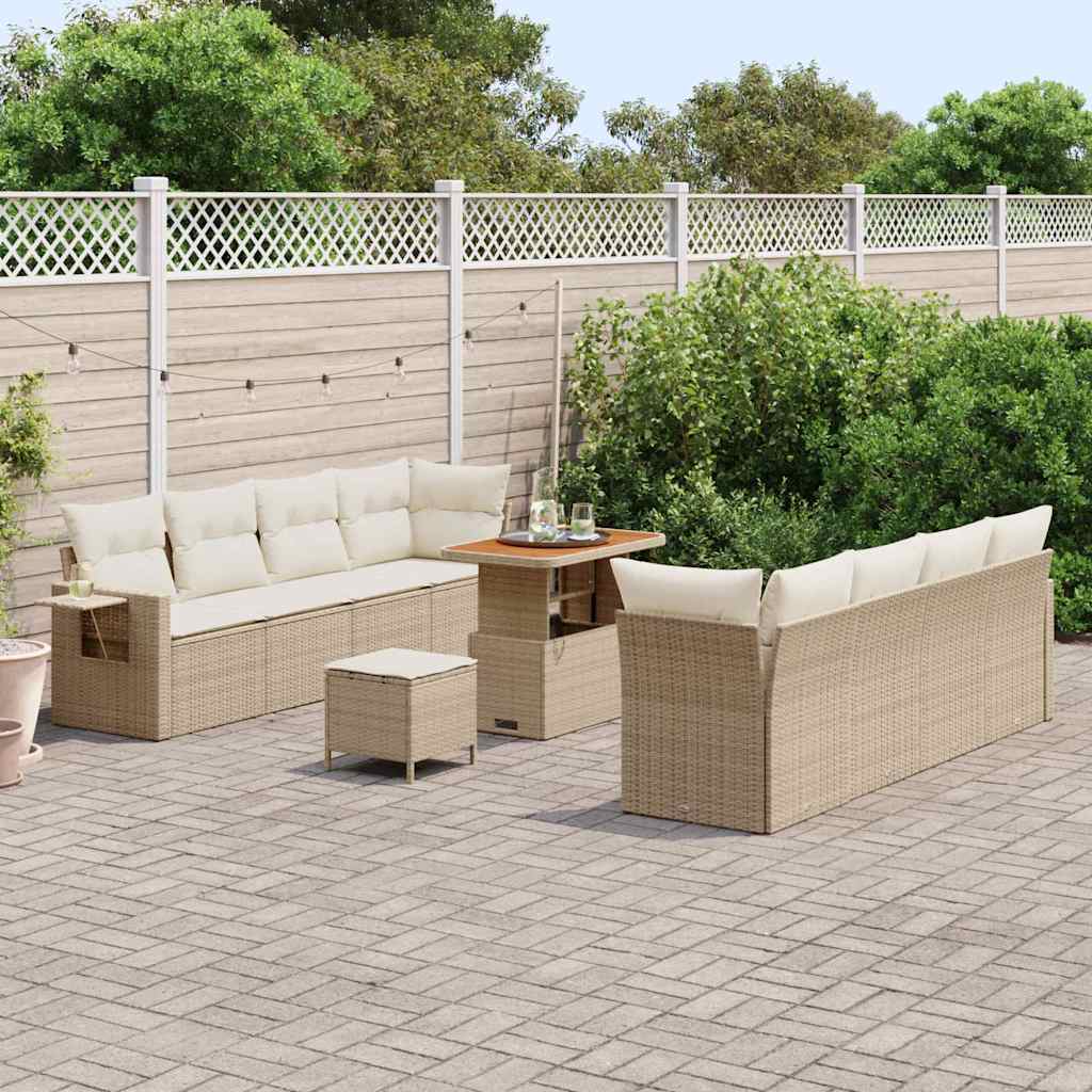 Set Divano da Giardino Beige e Crema polyrattan