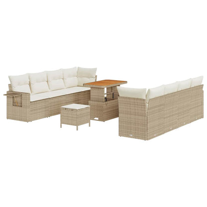 Set Divano da Giardino Beige e Crema polyrattan