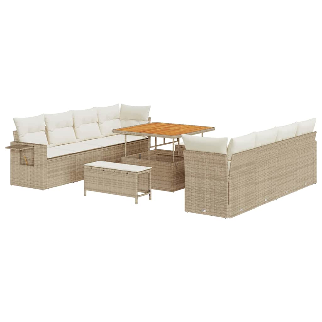 Set Divano da Giardino 11 pcs Beige e Crema polyrattan | homemem39