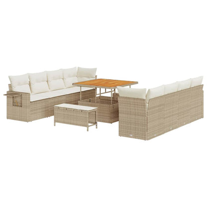 Set Divano da Giardino 11 pcs Beige e Crema polyrattan | homemem39