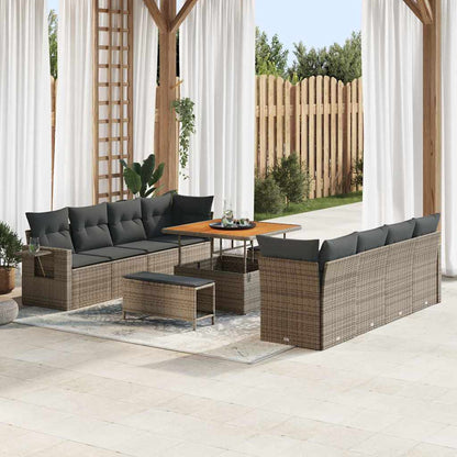 Set Divano da Giardino con cuscino 11 pcs Grigio polyrattan | homemem39