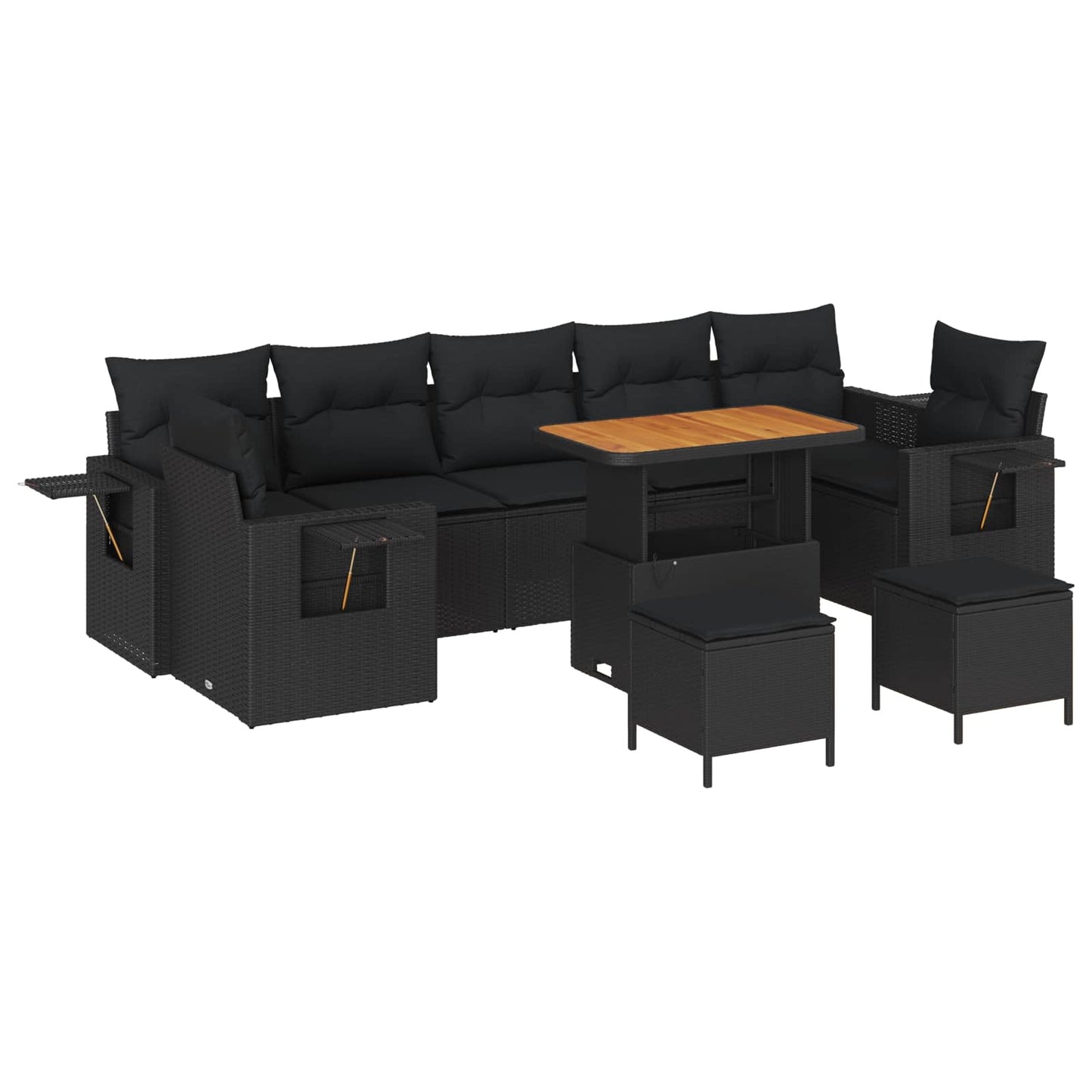 Set Divano da Giardino con cuscino Nero polyrattan | homemem39