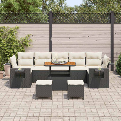 Set Divano da Giardino 13 pcs Nero e Crema polyrattan | homemem39