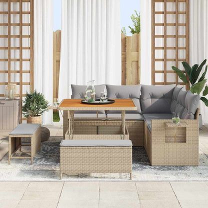 Set Divano da Giardino 9 pcs Beige e Grigio Chiaro polyrattan | homemem39