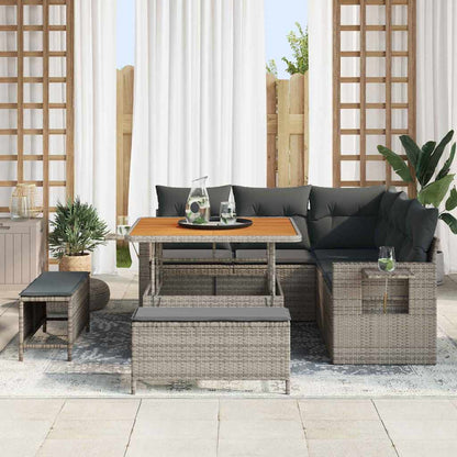 Set Divano da Giardino con cuscino 9 pcs Grigio polyrattan