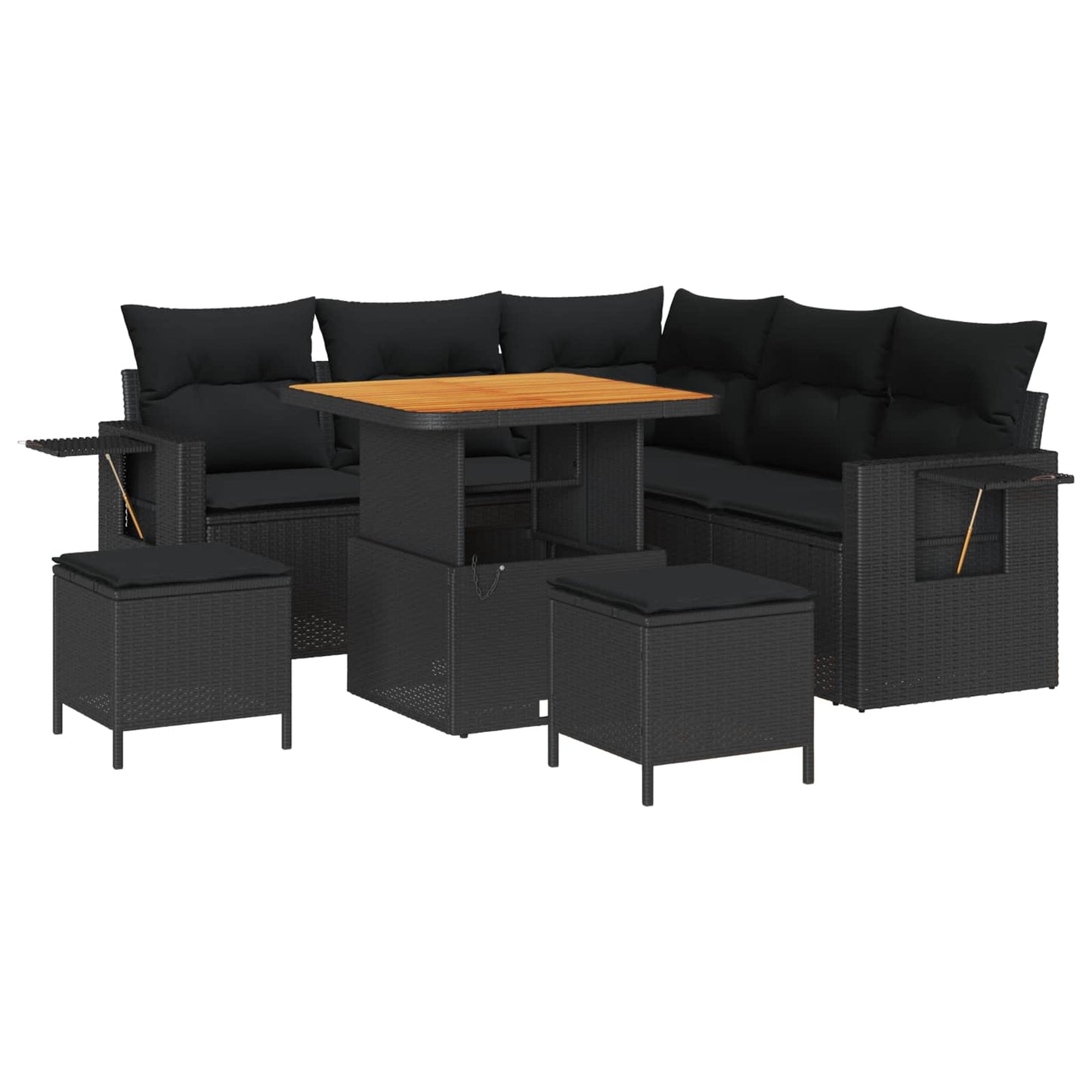Set Divano da Giardino con cuscino 9 pcs Nero polyrattan | homemem39