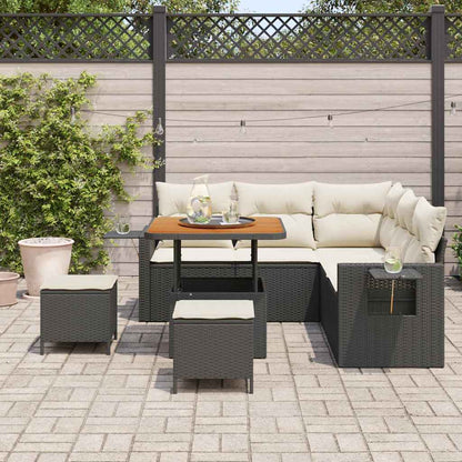 Set Divano da Giardino 9 pcs Nero e Crema polyrattan | homemem39