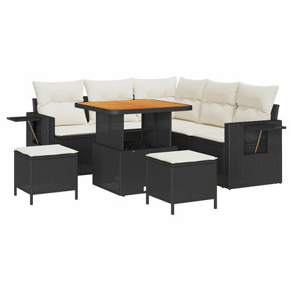 Set Divano da Giardino 9 pcs Nero e Crema polyrattan | homemem39