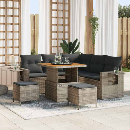 Set Divano da Giardino con cuscino 9 pcs Grigio polyrattan | homemem39