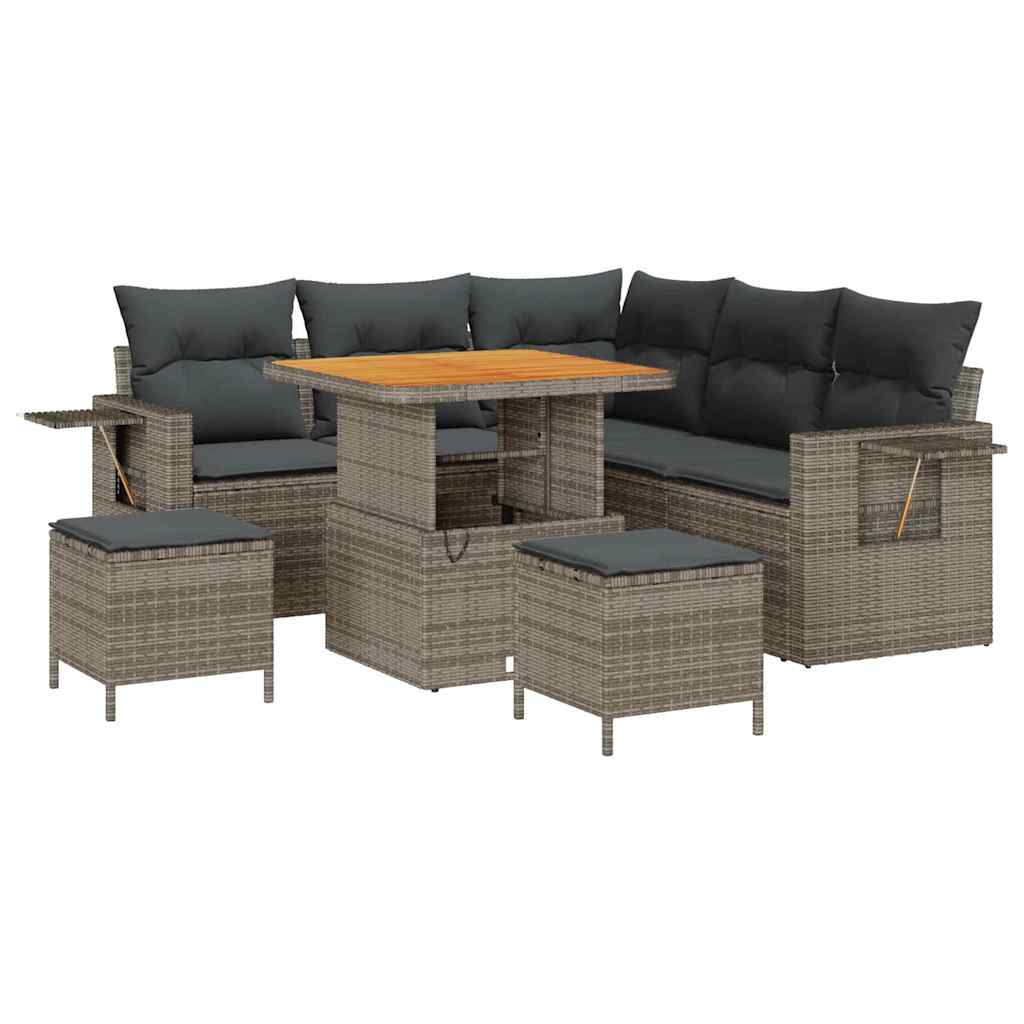 Set Divano da Giardino con cuscino 9 pcs Grigio polyrattan | homemem39