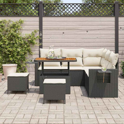 Set Divano da Giardino 9 pcs Nero e Crema polyrattan | homemem39