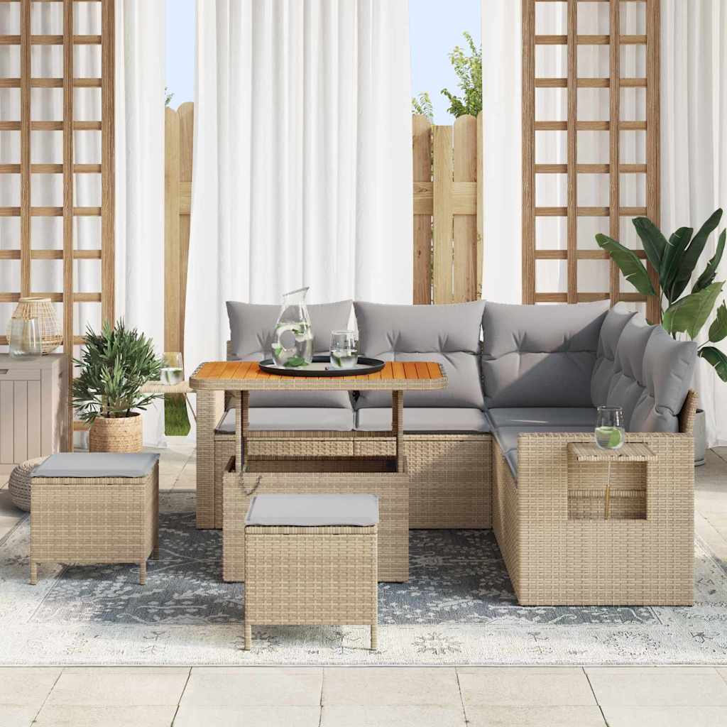 Set Divano da Giardino 9 pz 6-Numero di posti