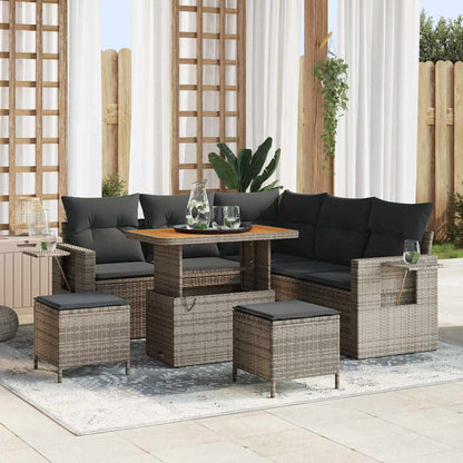 Set Divano da Giardino con cuscino 9 pcs Grigio polyrattan