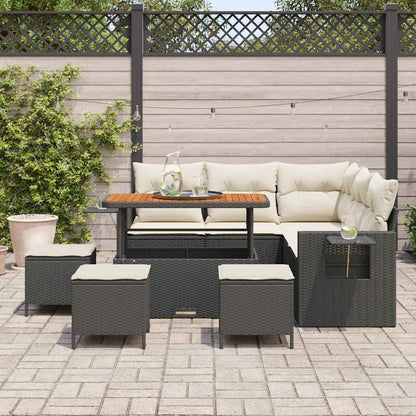 Set Divano da Giardino 10 pcs Nero e Crema polyrattan | homemem39