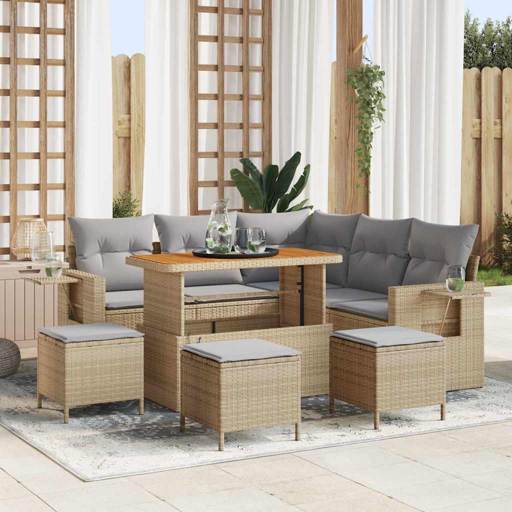 Set Divano da Giardino 10 pcs Beige e Grigio Chiaro polyrattan | homemem39