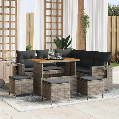Set Divano da Giardino con cuscino 10 pcs Grigio polyrattan