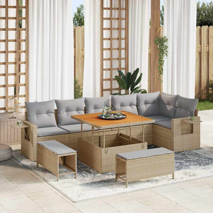 Set Divano da Giardino 11 pcs Beige e Grigio Chiaro polyrattan | homemem39
