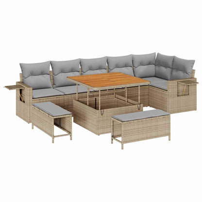 Set Divano da Giardino 11 pcs Beige e Grigio Chiaro polyrattan | homemem39