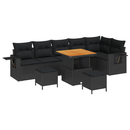 Set Divano da Giardino con cuscino 11 pcs Nero polyrattan | homemem39
