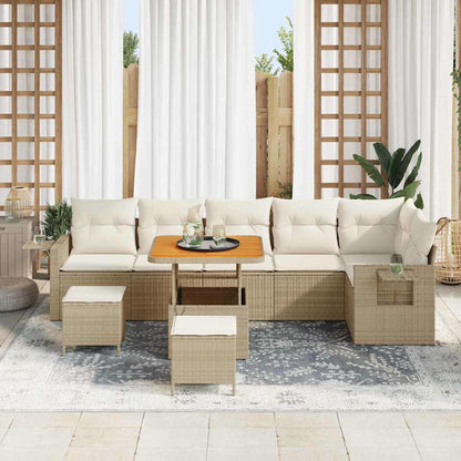 Set Divano da Giardino 9 pcs Beige Poly Rattan - homemem39