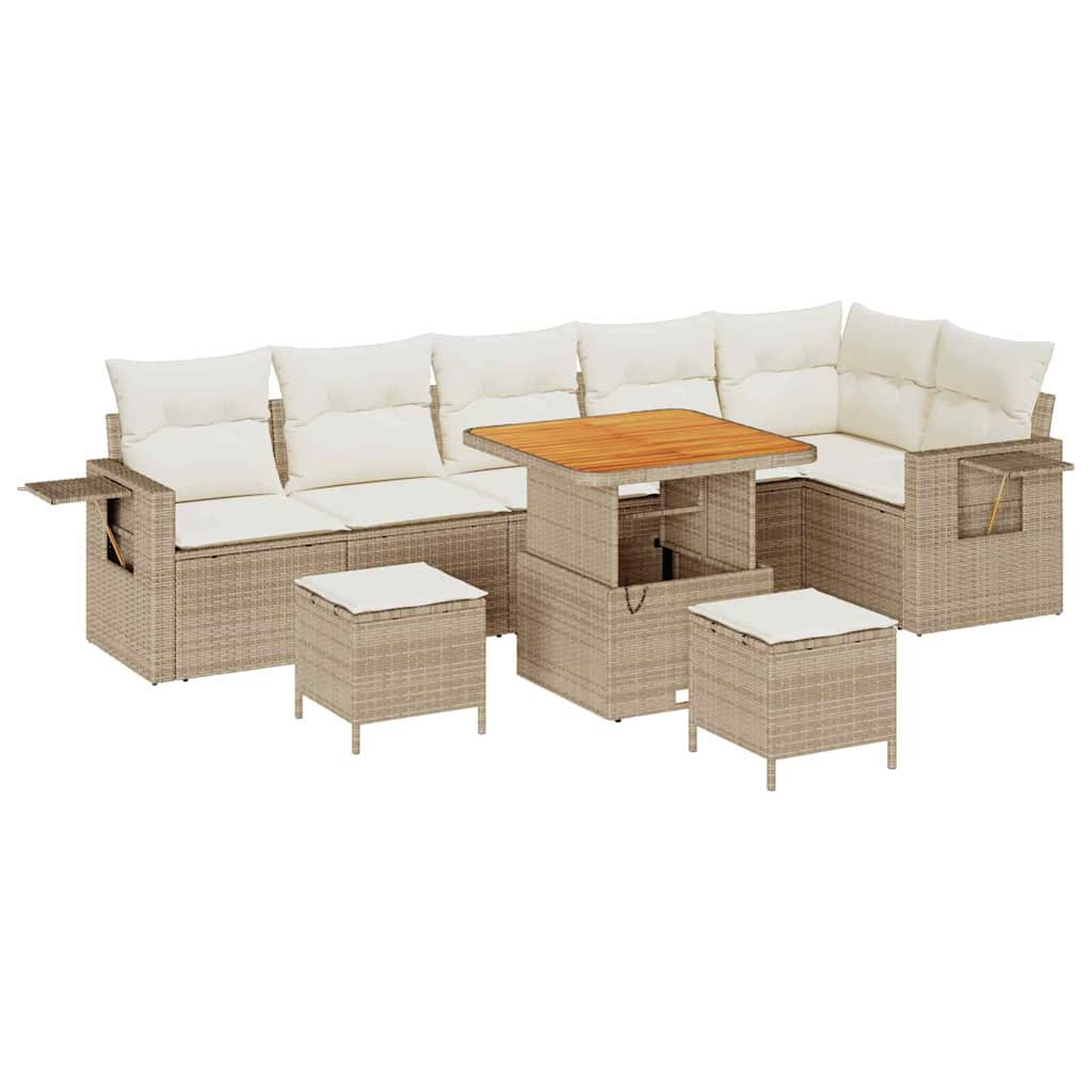 Set Divano da Giardino 9 pcs Beige Poly Rattan - homemem39