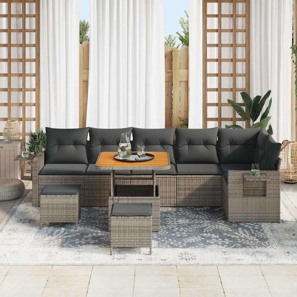 Set Divano da Giardino con cuscino 11 pcs Grigio polyrattan | homemem39