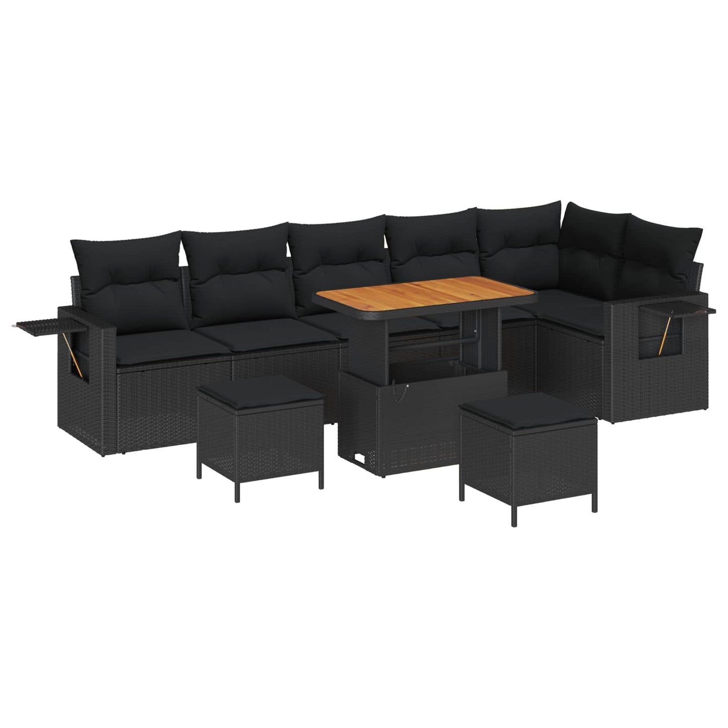Set Divano da Giardino con cuscino 11 pcs Nero polyrattan | homemem39
