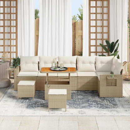 Set Divano da Giardino 9 pcs Beige Poly Rattan - homemem39