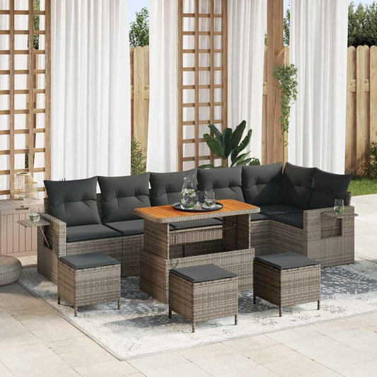 Set Divano da Giardino con cuscino 12 pcs Grigio polyrattan