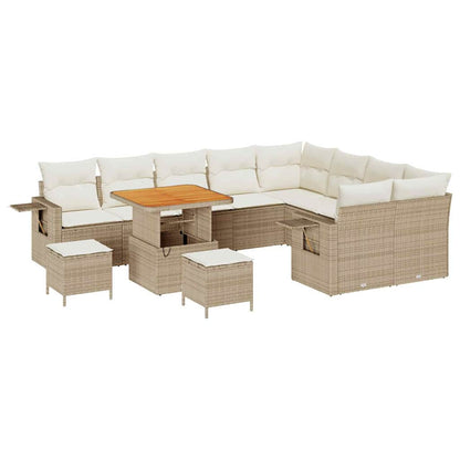 Set Divano da Giardino 12 pz 11-Numero di posti Beige e Crema