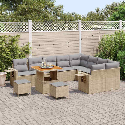 Set Divano da Giardino con cuscino 12 pcs beige e grigio chiaro