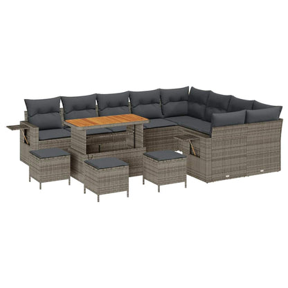 Set Divano da Giardino con cuscino 13 pcs Grigio polyrattan | homemem39