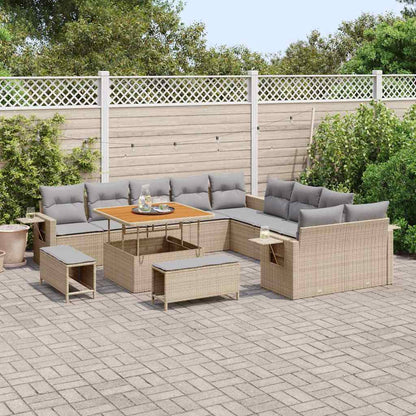 Set Divano da Giardino 13 pcs Beige Poly Rattan