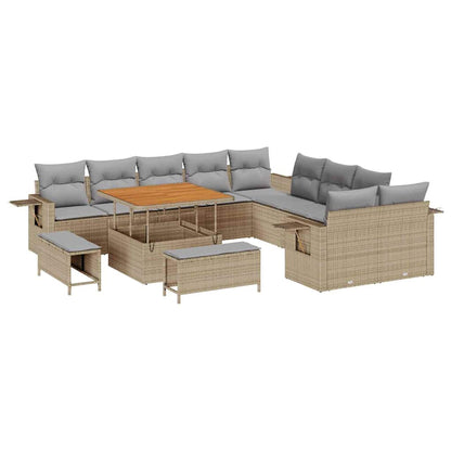 Set Divano da Giardino 13 pcs Beige Poly Rattan