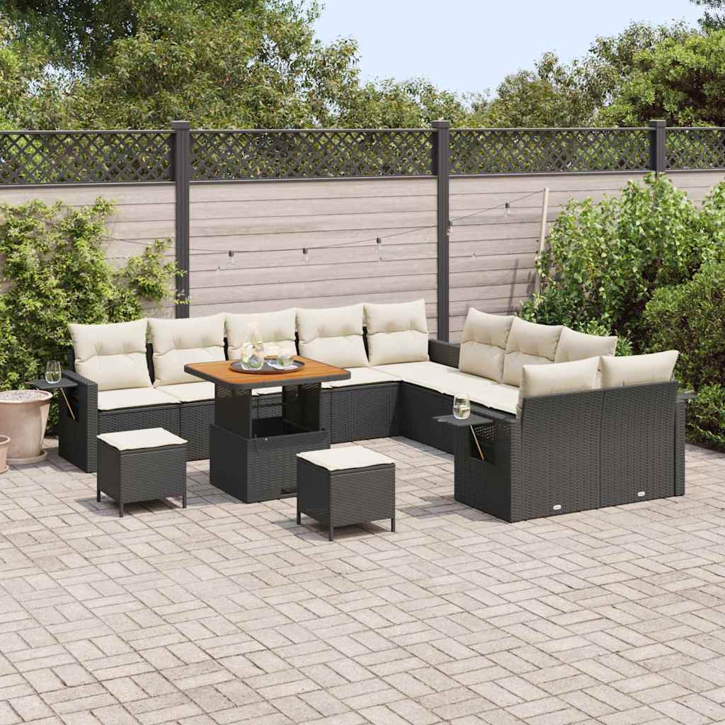 Set Divano da Giardino 13 pcs Nero Poly Rattan - homemem39