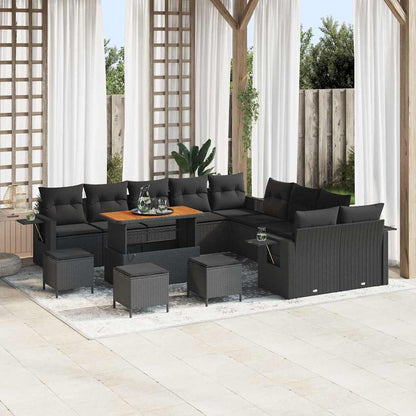 Set Divano da Giardino 14 pcs Nero Poly Rattan - homemem39