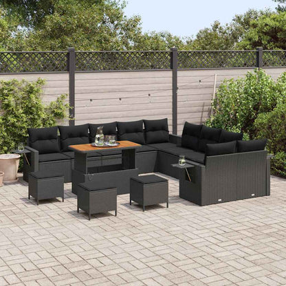 Set Divano da Giardino 14 pcs Nero Poly Rattan - homemem39