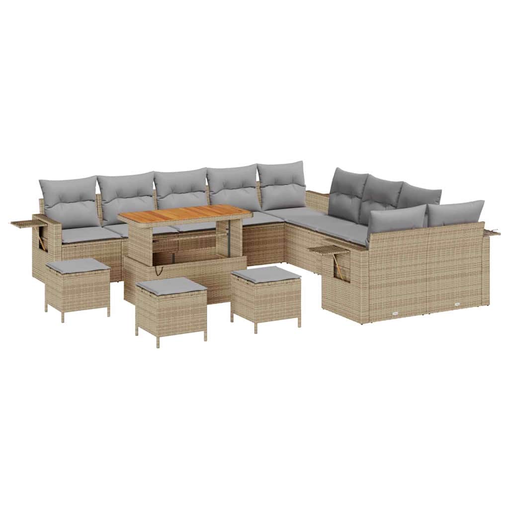 Set Divano da Giardino 14 pcs Beige Poly Rattan - homemem39