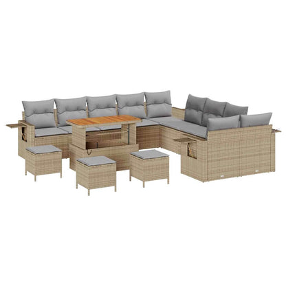 Set Divano da Giardino 14 pcs Beige Poly Rattan - homemem39