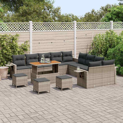 Set Divano da Giardino 14 pcs Grigio Poly Rattan - homemem39