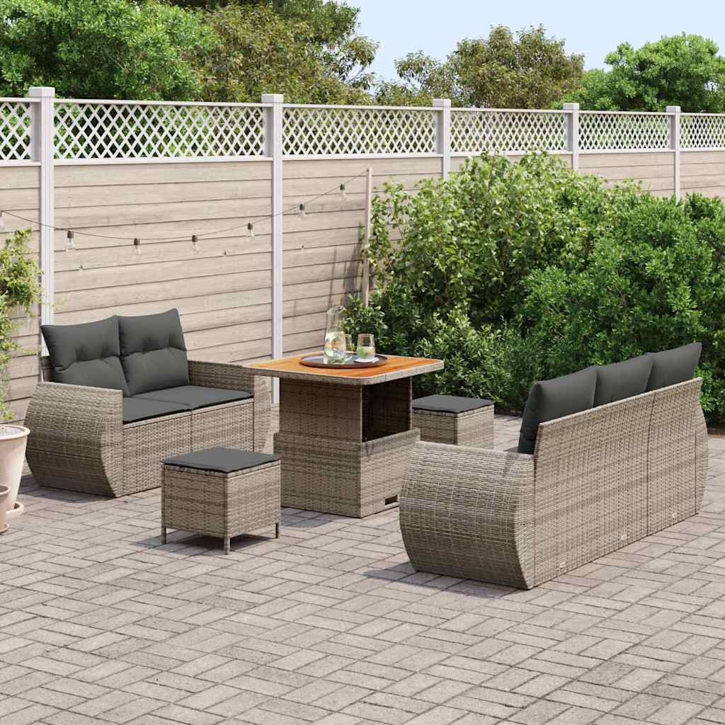 Set Divano da Giardino con cuscino 8 pcs Grigio polyrattan | homemem39