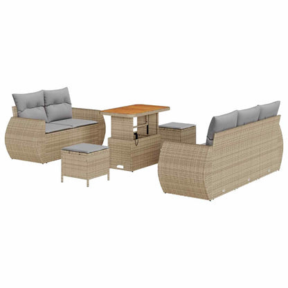 Set Divano da Giardino 8 pcs Beige e Grigio Chiaro polyrattan | homemem39