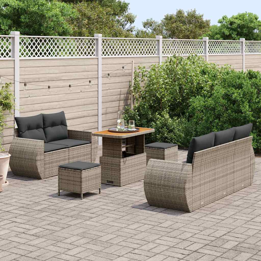 Set Divano da Giardino con cuscino 8 pcs Grigio polyrattan | homemem39