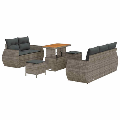 Set Divano da Giardino con cuscino 8 pcs Grigio polyrattan | homemem39