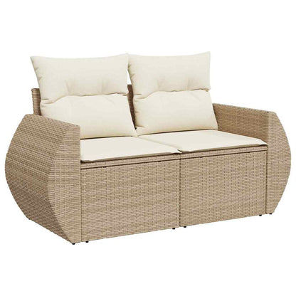 Set Divano da Giardino 9 pz 6-Numero di posti Beige e Crema