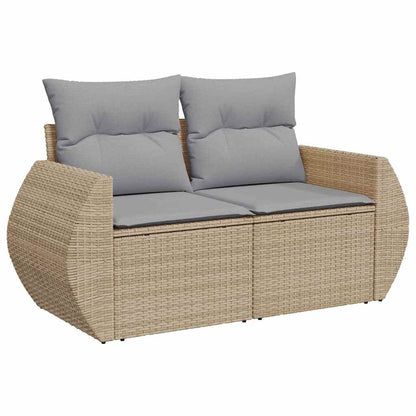 Set Divano da Giardino 9 pcs Beige e Grigio Chiaro polyrattan