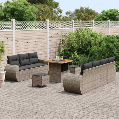 Set Divano da Giardino 10 pz 7-Numero di posti Grigio